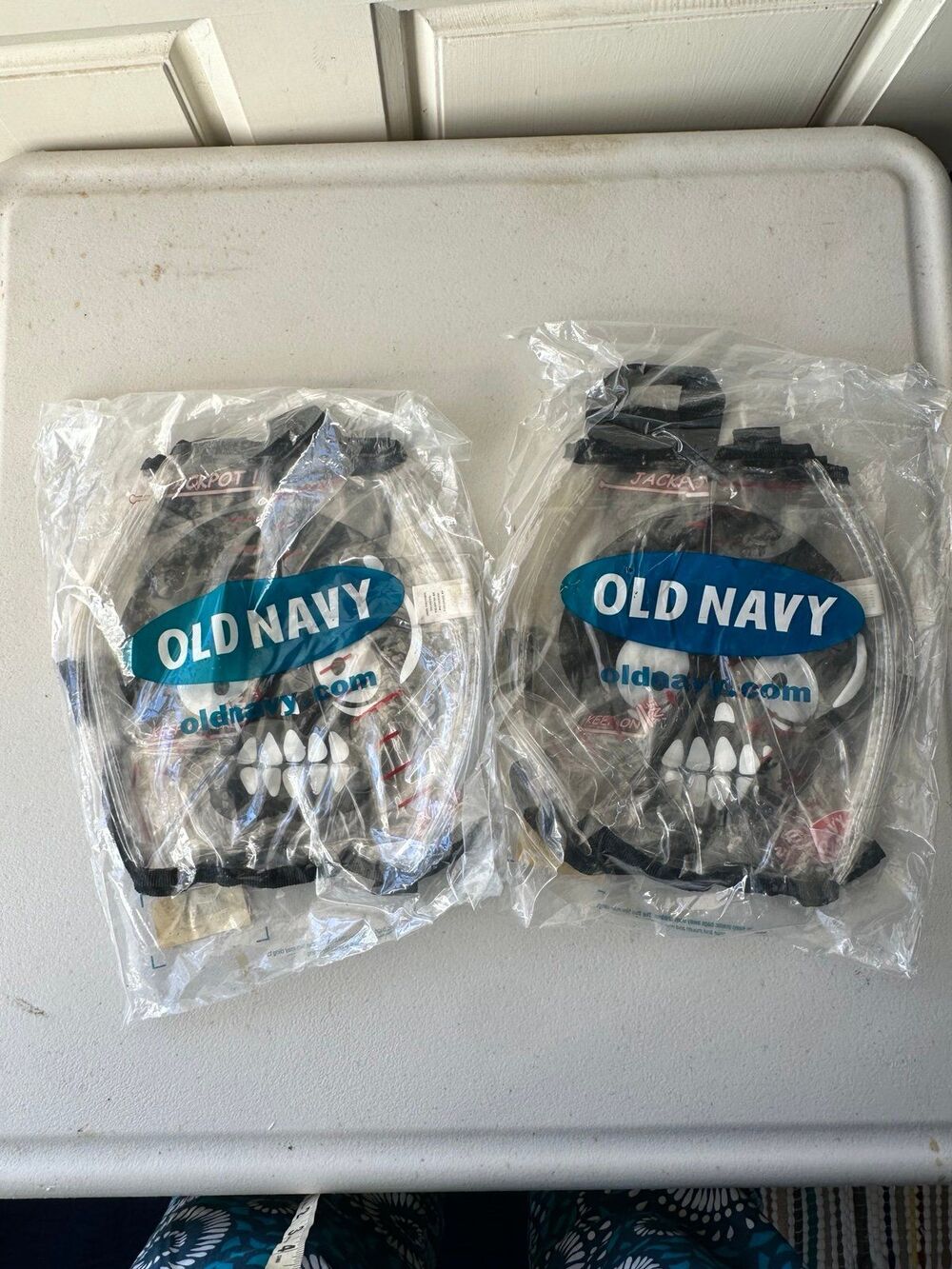 Vintage New NIP 2 Old Navy Kids Skeleton Halloween Trick Or Treat Plastic Bags